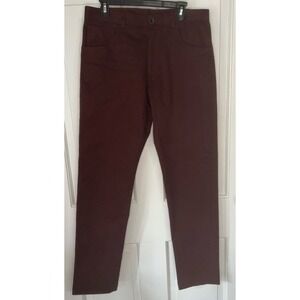 Santorelli Luigi Merlot Red Solid Flat Front 5-Pocket Stretch Pants Size 32 NWT